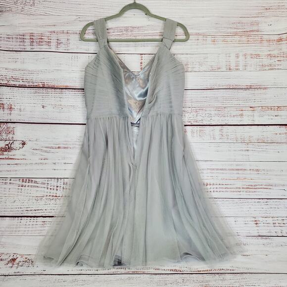 Gather & Gown Knee Length Sz 14 Bridesmaid Fairy Dress Light Gray Tulle Prom Wed - Picture 8 of 15